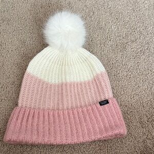 Pink and Cream Pom-Pom Beanie